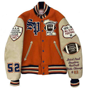 Chaquetas de alta calidad para hombre, chaqueta para hombre, estilo universitario, lana, Varsity, Mangas de cuero de retazos personalizadas, chaqueta de Saint Paul Letterman - Product Image 6