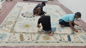 Muted Oushak Wool Rug, Handwoven Turkish Style Kilim Carpet, Pastel Floral Design Area Rug, Living <b>Room</b> Decor, Boho Large Rug - Product Image 6