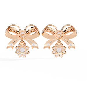 Pendientes de corte brillante redondos certificados IGI con diamantes CVD cultivados en laboratorio de oro fino 10K 14K 18k con forma de lazo para fiesta de boda clásica - Product Image 2