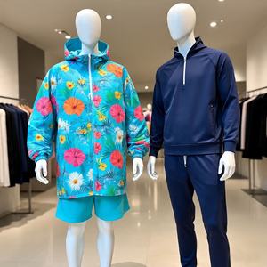 Conjuntos personalizados para hombre, chaqueta cortavientos de dos piezas, chándal reflectante con cremallera, conjunto de nailon cortavientos de dos piezas - Product Image 2