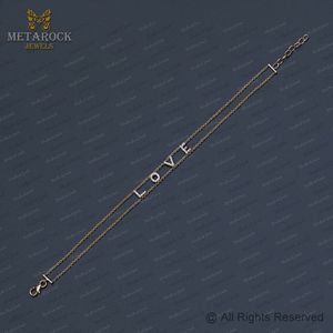 Diamante inicial amor diamante sólido 14K oro amarillo cadena pulsera joyería personalizar pulsera joyería fina para regalo al por mayor - Product Image 6