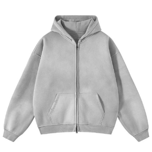 Sweat-shirt à capuche avec fermeture éclair style automne Sprint unisexe personnalisé couleur unie tissu tricoté surdimensionné hiver à capuche grande taille pour hommes - Product Image 6