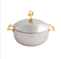 Support en bois pour hotpot en acier inoxydable moderne de luxe, maintient les aliments au chaud, écologique, durable, organisateur de mariage, ustensiles de service pour dîner