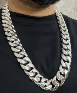 โซ่ไมอามี่ขนาด28มม. ประดับ925แข็งเป็นเงินสเตอร์ลิงประดับอัญมณีสำหรับผู้ชายเครื่องประดับแฟชั่น - Product Image 1