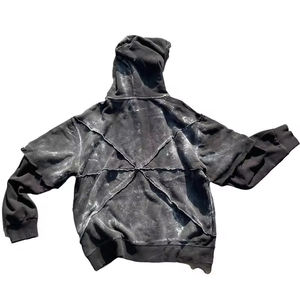 Sweat à capuche en polaire éponge française pour hommes, vintage, délavé au soleil, style surdimensionné, vieilli, haute qualité, à la mode OEM - Product Image 2