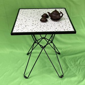 Table basse carrée de style ferme moderne pour salon, plateau en céramique durable, pieds en fer, design convertible - LAP CFD68101 - Product Image 6
