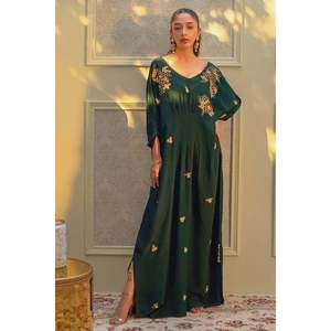 Sienna Handmade Satin Empire Waist A-Line <b>Kaftan</b> for <b>Summer</b> - Product Image 1