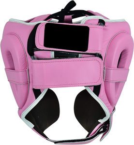 Casque de boxe en cuir PU rose de qualité supérieure, protection du visage, fermeture à boucle et crochets, unisexe, adulte, casque de sport - Product Image 3