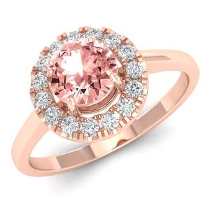 Anillo Halo con Morganita de Corte Redondo de 0.5 Quilates en Oro Sólido de 14K, Diseño Clásico REYES, para Mujer, Joyería con Diamantes Certificados por IGI - Product Image 2