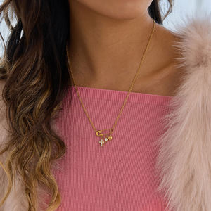 Collier en acier inoxydable J&D plaqué or 18 carats, croix chrétienne, type religieux - Product Image 1