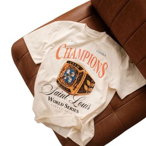 WorldSeries Champions t-shirt OffWhite Unisex 250GSM cotone rilassata vestibilità serigrafata Saint Louis Baseball Premium Tee