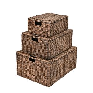 Juego de 3 Cajas de Jacinto de Agua con Tapas, Caja de Almacenamiento Hecha a Mano, Ecológica, Decoración Natural para el Hogar, Venta al por Mayor desde Vietnam - Product Image 1