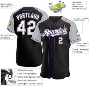 เสื้อเบสบอลออกแบบได้ตามต้องการสำหรับแฟนทีมกีฬาและลีกสวมใส่สบายระบายอากาศได้ดีพร้อมชื่อและหมายเลขส่วนตัว - Product Image 6