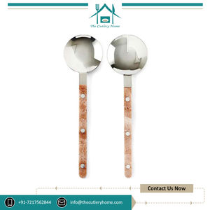 El principal fabricante de la India De calidad incomparable Diseño de moda Cubiertos de plata Mango de resina Juego de servir ensalada al mejor precio - Product Image 2