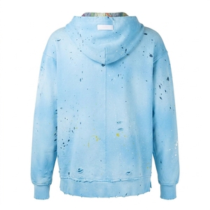 Stylish Distressed Zip-Up <b>Hoodies</b> <b>Lightweight</b> Vintage Look Casual Sweatshirts Soft Everyday Streetwear Winter 100% Cotton Men - Product Image 3