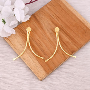 Boucles d'oreilles en laiton plaqué or jaune faites à la main bijoux boucles d'oreilles à la mode boucles d'oreilles délicates cadeaux d'anniversaire bijoux - Product Image 2