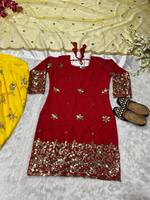 Nuevo Traje Punjabi con Botones y Encaje con Estampado Floral de Moda para Mujer con Bordado Completo de Meetali Creation