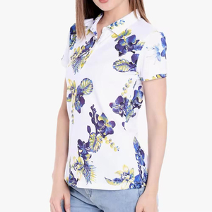 Vente en gros de t-shirts polo pour femmes en polyester et spandex imprimés de marque propre, t-shirt de polo de golf confortable et de haute qualité pour femmes - Product Image 4