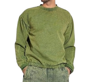 Sweat-shirts Hip Hop surdimensionnés personnalisés en gros pour hommes, en molleton French Terry délavé à l'acide, pour l'hiver - Product Image 1