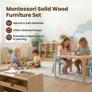Ensemble Table et Sièges d'Activités Montessori en Bois pour Enfants d'Âge Préscolaire, Crèche, Maternelle et Centre d'Apprentissage pour Tout-petits - Product Image 3