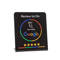 13.56mhz personnalisé Nfc Google Review Stand Qr Code Scanning Pvc Tabletop Menu Display Stand