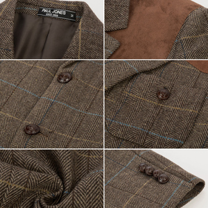 OEM completamente foderato tacca con risvolto a due bottoni in finta pelle scamosciata Plaid retro Slim Fit <span class=keywords><strong>blazer</strong></span> per <span class=keywords><strong>uomo</strong></span> - Product Image 6