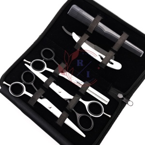 Ciseaux de barbier professionnels haut de gamme en acier inoxydable pour droitiers, lame tranchante, pointe personnalisable, OEM, caoutchouc antidérapant, beauté - Product Image 6