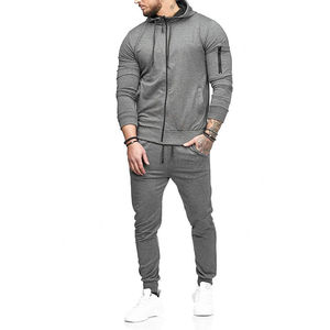 OEM vente en gros XXL hommes de haute qualité Zip-Up formation Jogging Sport veste pantalon Logo personnalisé impression solide haute ensembles col à capuche - Product Image 5