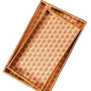 Plateaux à café de haute qualité Plateau Meena de bureau en bois décoratif Conception personnalisée Accepté Plateau d'affichage de cuisine abordable - Product Image 1