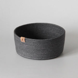 Creative Best Look Woven Cotton Rope <b>Basket</b> Black Color Handmade Design Rounded Toys & <b>Nursery</b> Cotton Rope <b>Basket</b> Home Decorate - Product Image 1