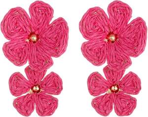 Pendientes personalizados de rafia y margaritas, pendientes tejidos a mano de rafia con flores exageradas, pendientes coloridos de rafia con sol y flores - Product Image 6