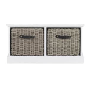 <b>White</b> Color Wicker Rattan Side <b>Table</b> Under Bed, Chic Handwoven <b>End</b> <b>Table</b> for Trendy Home Decor Wholesale Factory Price - Product Image 3