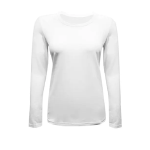 Camiseta Larga Lisa y Sencilla para Mujer de Talla Grande, 100% Algodón, Mangas Completas, Cuello Redondo, Diseño Personalizado, Impresión de Logotipo - Product Image 4