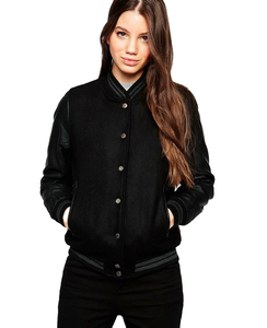 Vestes d'université pour hommes et femmes sur mesure avec corps en laine et manches en cuir Logo brodé Design patchwork d'hiver - Product Image 6