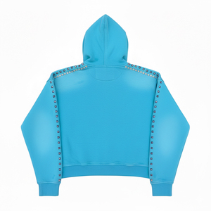 เสื้อฮู้ดสไตล์สตรีทแวร์สำหรับผู้ชายผ้าฝ้าย100% ประดับพลอยเทียมแบบกำหนดเองสำหรับฤดูใบไม้ร่วง - Product Image 2