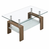 Table basse moderne et durable avec plateau en verre trempé et structure en acier inoxydable pour le salon, meubles de luxe élégants
