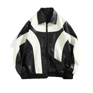 OEM diseño personalizado hombres Anti-viento motocicleta solapa Diagonal cremallera moda chaqueta de cuero Slim Fit Stand Collar PU chaqueta - Product Image 2