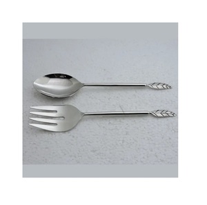 Service à salade en acier inoxydable de haute qualité avec poignée en laiton décoratif outil à salade en acier mains à salade couverts en métal cuillère fourchette - Product Image 4