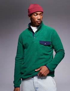 Sudaderas de lana Polar térmicas de algodón 100% personalizadas, sudaderas con capucha con botones lisos sólidos y cuello levantado de ajuste regular para hombres - Product Image 6
