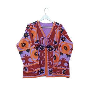 Nueva tendencia de las mujeres Floral bordado volantes Suzani bombardero chaqueta hecha a mano de punto acolchado invierno ecológico algodón rápido - Product Image 1
