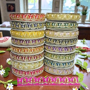 Custom Made Eco-Friendly Fancy Sexy Luxury Voile Embroidered <b>Laces</b> Assorted Colors Rhinestone Work for Resale <b>Lace</b> <b>Ribbon</b> Supply - Product Image 4