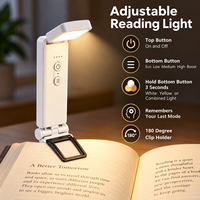 Lampe de nuit à clip LED rechargeable par USB avec batterie 500 mAh, 3 modes d'éclairage, 5 niveaux de luminosité et fonction mémoire