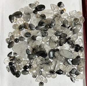 Cabochon de quartz rutile noir naturel de qualité AAA Prix bon marché Pierres précieuses semi-précieuses rutiles noires personnalisées Forme mixte lâche - Product Image 2