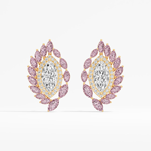Pink Marquise Diamond Premium Halo Pendientes en Lab Grown Design 14K 18K Gold para compradores B2B y pedidos de joyería al por mayor - Product Image 5