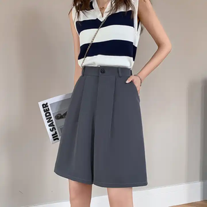 กางเกงขาสั้นทันสมัยเอวยางยืดมีเชือกผูกสำหรับผู้หญิงกางเกงขาสั้นผ้าฝ้ายระบายอากาศน้ำหนักเบาสบาย - Product Image 6