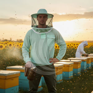 Chaqueta de Apicultura Resistente a Picaduras, Duradera, Protectora, de Poliéster Ligero, Impermeable, Talla Grande, con Capucha, para la Cosecha de Miel - Product Image 5