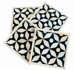 Dessous de verre époxy artisanal avec échiquier en pierre de luxe Dessous de verre incrustés en résine de bois pour décoration de table de salon élégante - Product Image 5