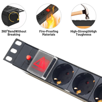 Armoire de rack noire Gcabling PDU IEC UK C13 C14 C19 10A 1U 220 V 6 prises avec interrupteur, boîtier en aluminium, câbles d'alimentation