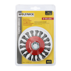 Spazzola Obliqua in Acciaio Intrecciato O/ 100 mm. x 10 mm. Filettatura M14 / Filo O/ 0,30 mm. - Product Image 3