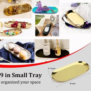 ถาดใส่ของจิปาถะสแตนเลสทรงรี  ถาดตกแต่งห้องน้ำสแตนเลสสีเงิน  ชุดถาดวางของในห้องน้ำสแตนเลสสีเงิน  ถาดเสิร์ฟขนาดเล็กสีเงิน - Product Image 5